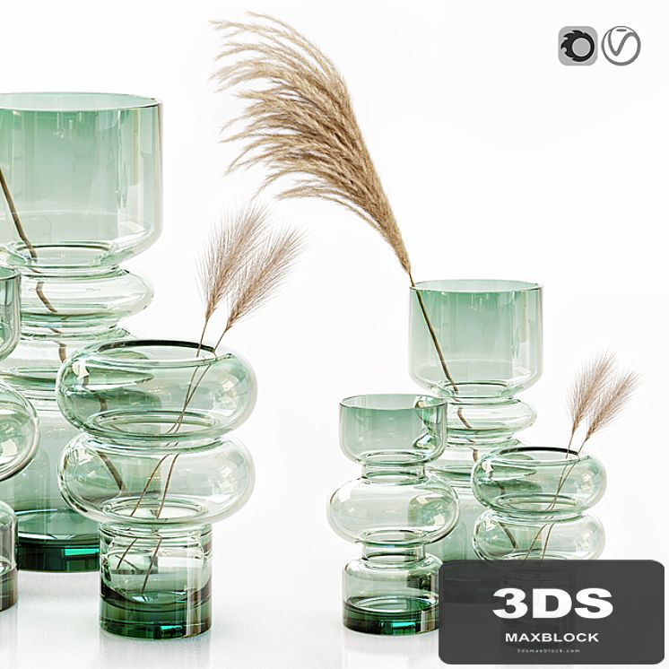 H&M glass vases with dried flower pampas grass