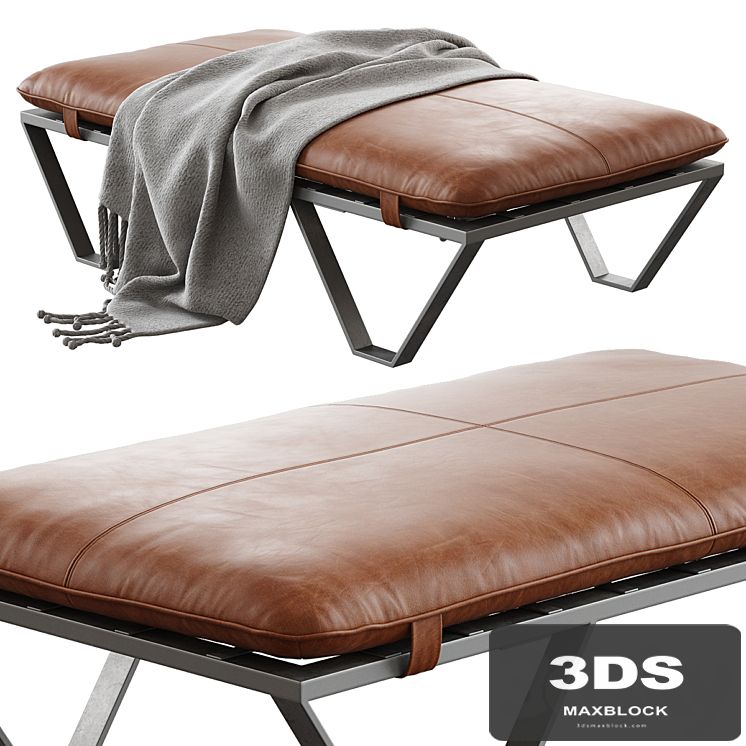 Darrow Tan Leather Ottoman