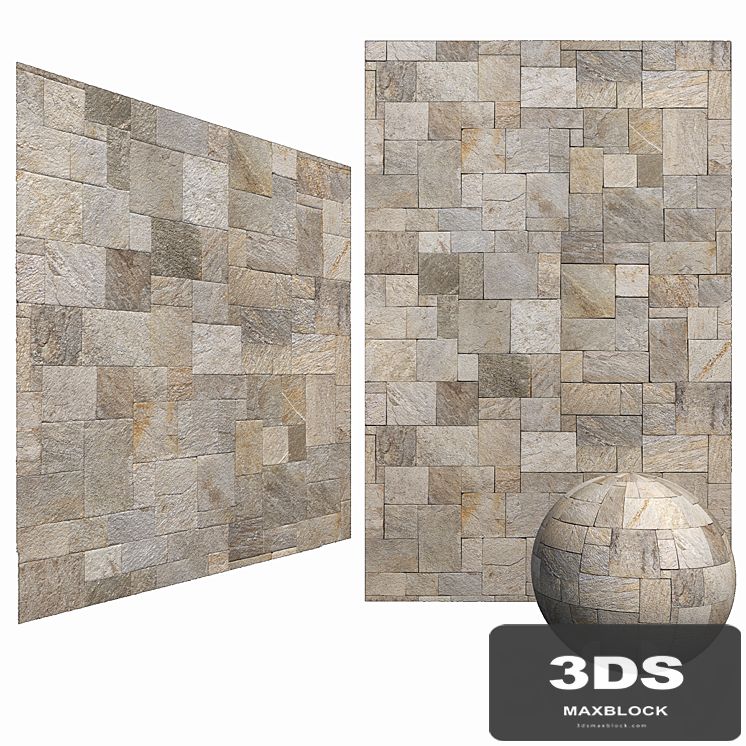 Mix Travertine French Pattern Stone-Wall & Floor 6K High Resolution Tileable