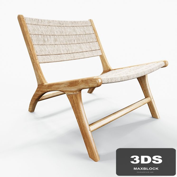 HKLiving abaca / teak lounge chair