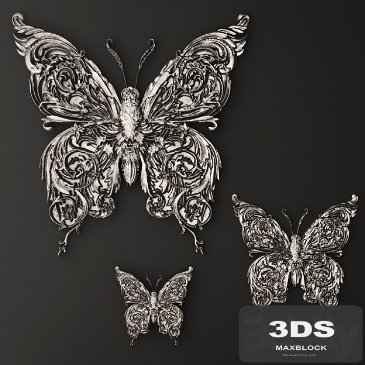 Stucco, butterfly decor.