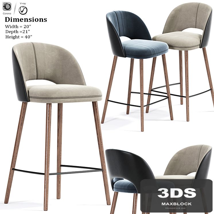 Mid Century Modern Barrel Backed Bar Stool