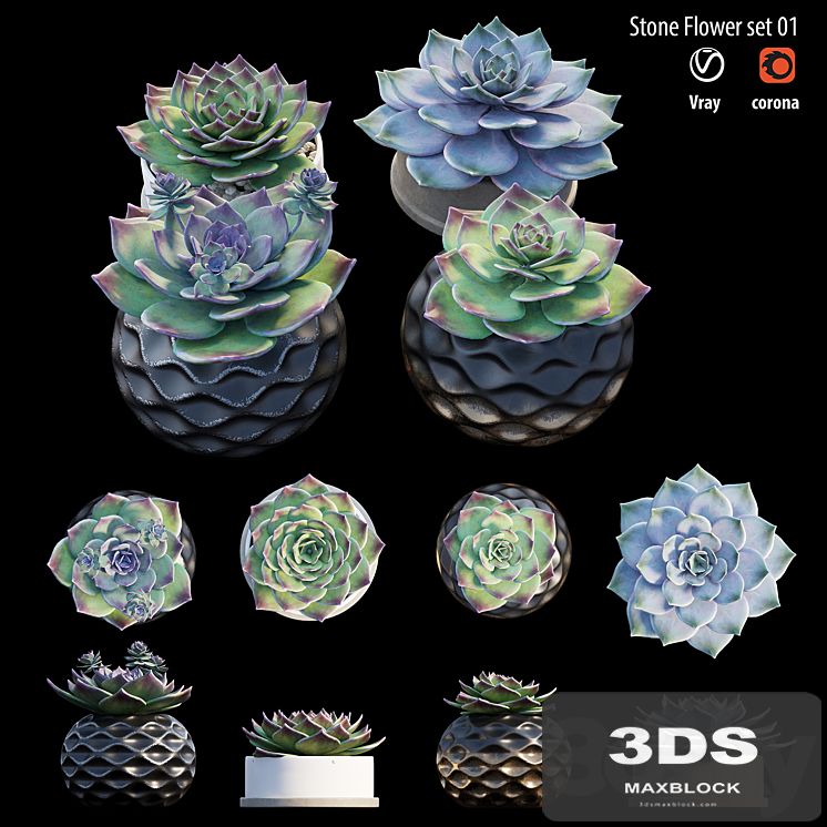 Stone flower set 01
