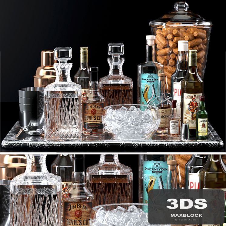Alcoholic set of strong alcohol. The pub