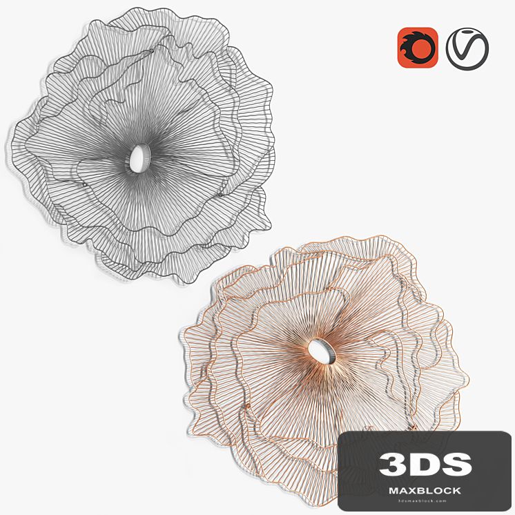Poppy Flower Wall Art Copper & Silver/Black