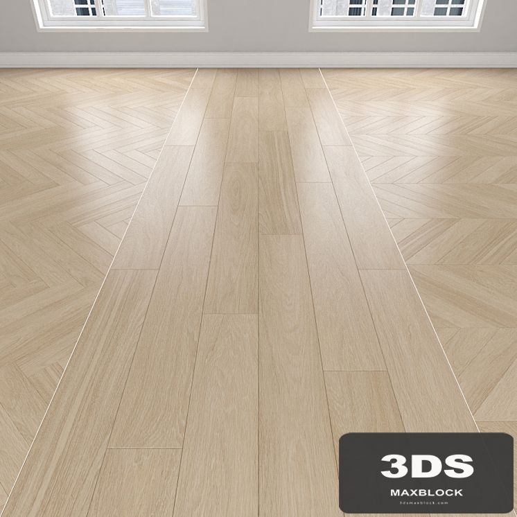 Parquet Oak cream, 3 types: herringbone, linear, chevron.