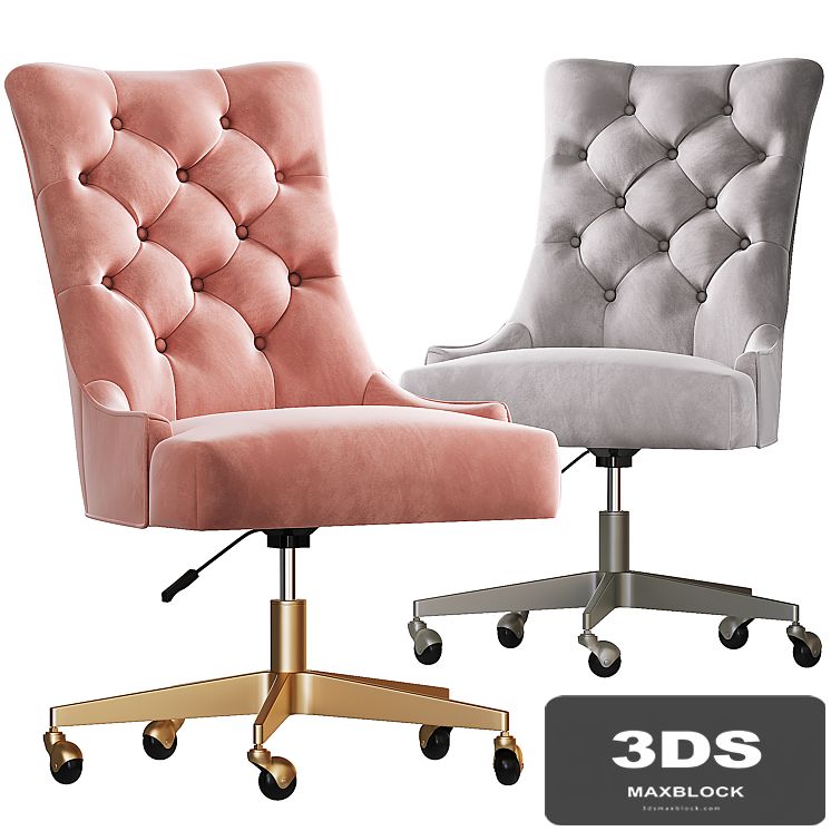 Rh Martine_adjustable velvet desk Chair