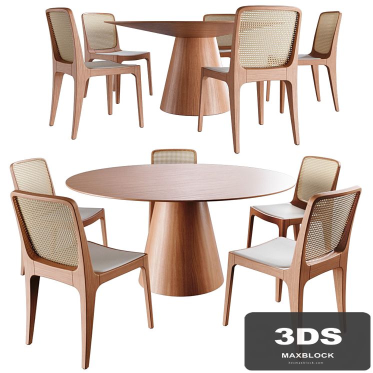 Dining Round Table Bossa Palha Set
