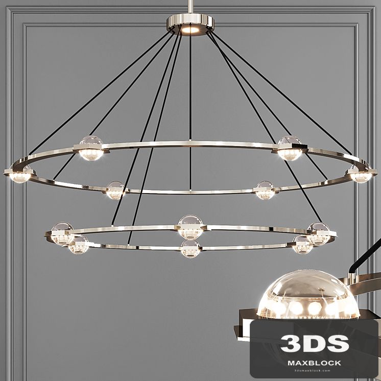 Restoration Hardware ECLATANT ROUND 2-TIER CHANDELIER 60 Nickel