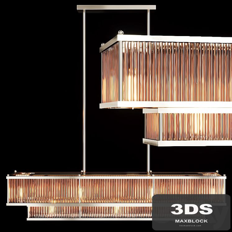 Restoration Hardware MARAIS LINEAR CHANDELIER 48 Nickel and smoke glass