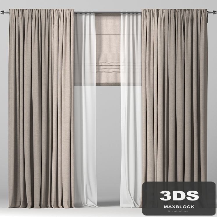 Curtains in two colors + Roman curtain