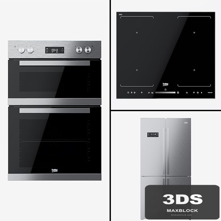 Beko - a double oven BDQF22300, a refrigerator GN1416221Z and a hob HQI64501FHT.