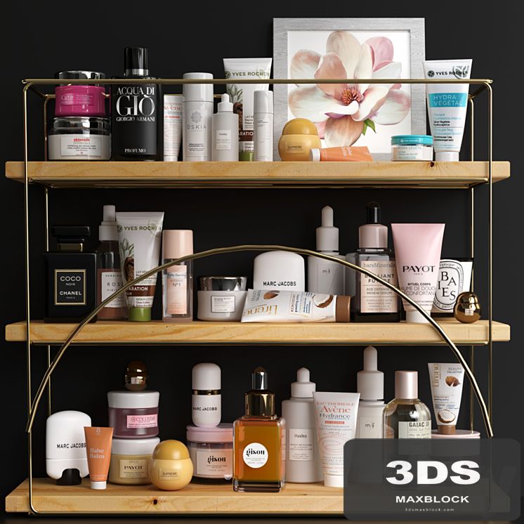 Collection of cosmetics for beauty salons, shops or bathrooms