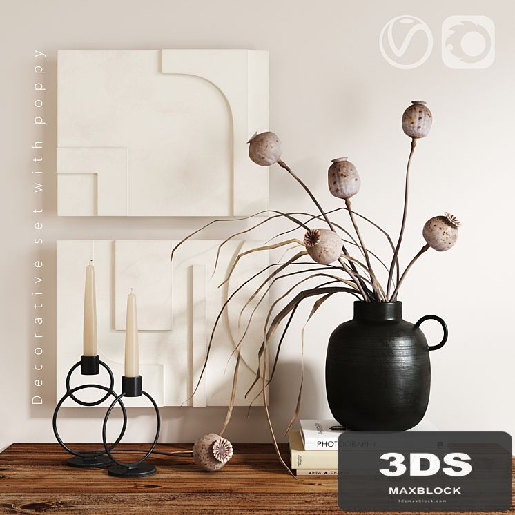 Decorative set with poppy