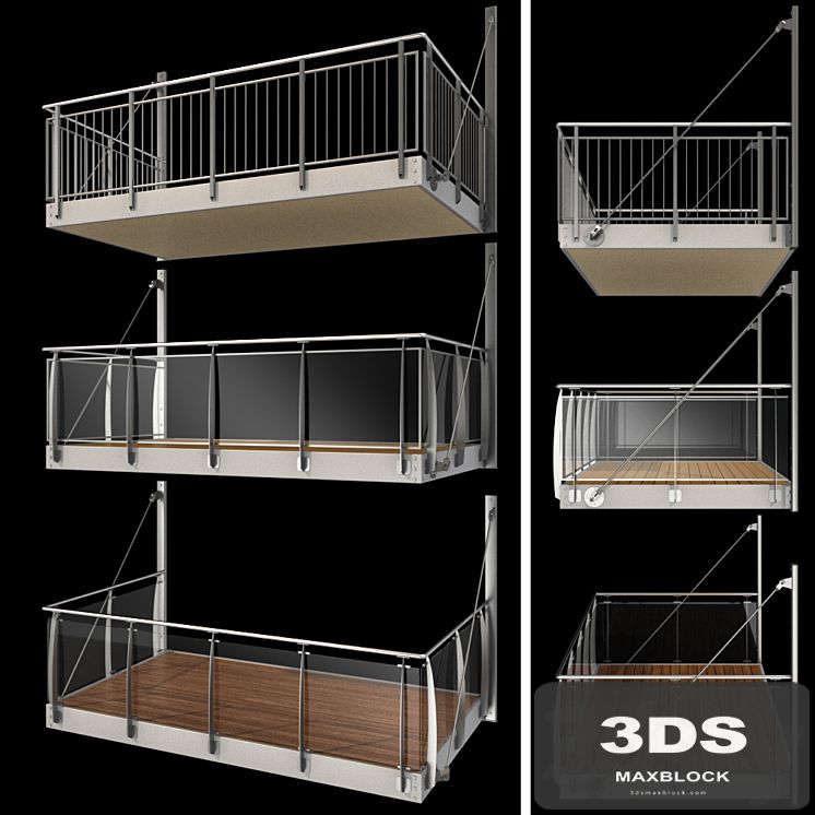 Metal balcony (3 types of console balconies)