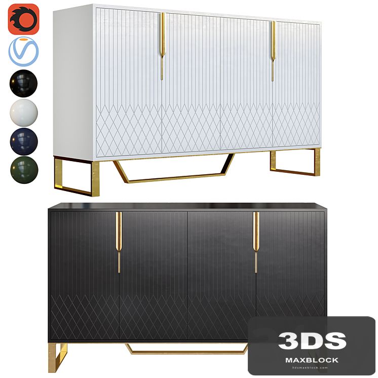 Aro Contemporary 60 Inch Sideboard Buffet 4