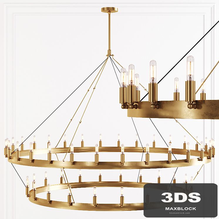 Restoration Hardware CAMINO VINTAGE FILAMENT 2-TIER CHANDELIER 63 Brass