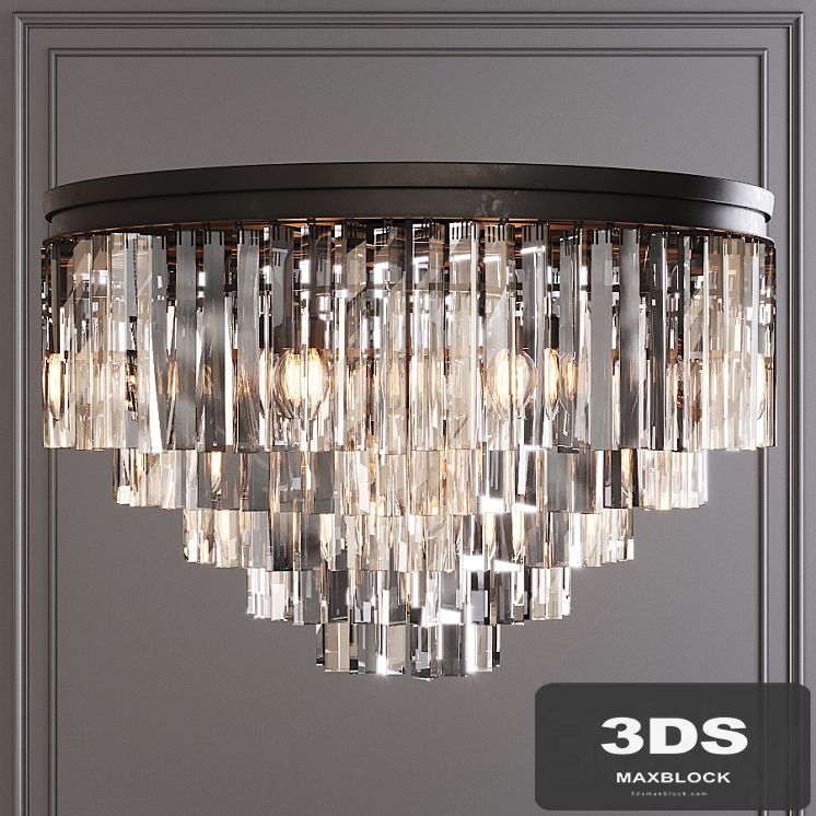 Restoration Hardware 1920S ODEON CLEAR GLASS FRINGE 5-TIER FLUSHMOUNT Black
