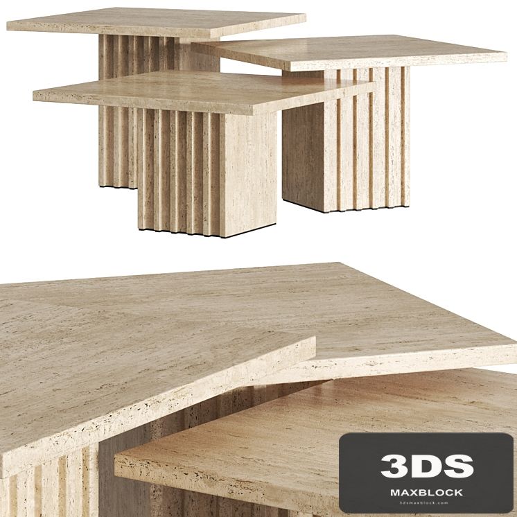 CB2 Carve Travertine Cocktail Tables