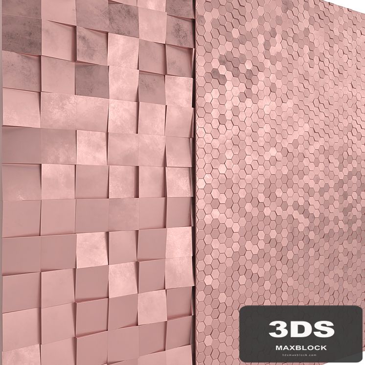 Rose Gold Panels Cubes & Hexagons