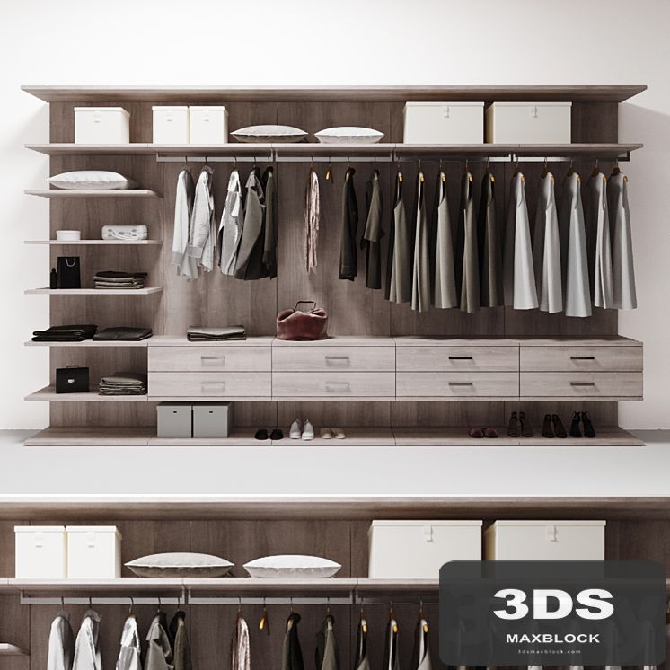 wardrobe with clothes