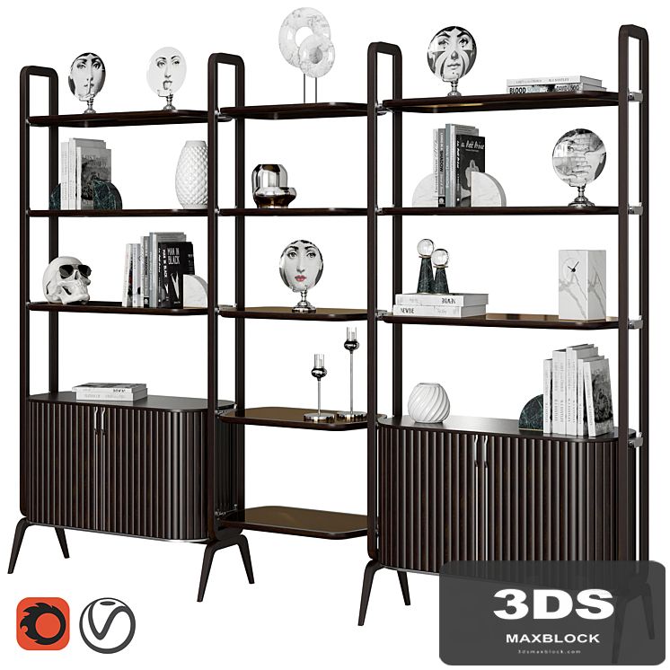 Eden-Rock Bookcase with 3 Elements Design Sacha Lakic