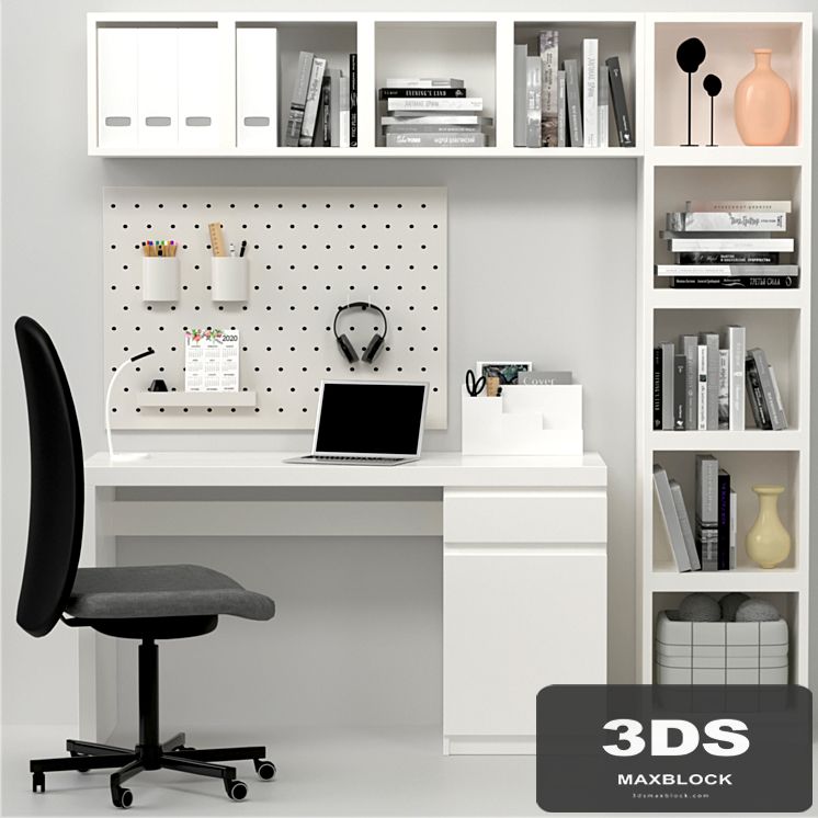Collection of office furniture. Table with chair and stationery 6