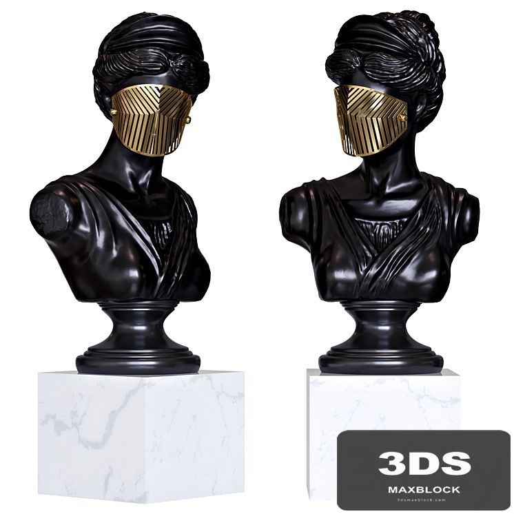 Bust Woman in Mask Figurine
