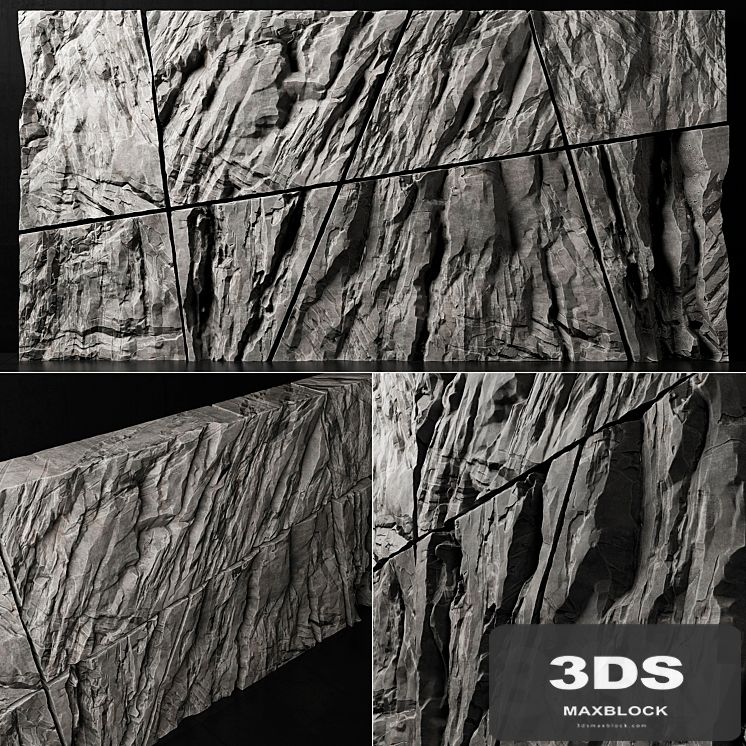 Stone rock wall splinter slab n2 / Stone rock wall slab from parts