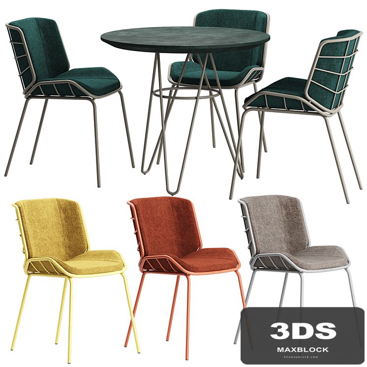 Traba SKIN MET RED CHAIR TABLE GIACOMO CATTANI