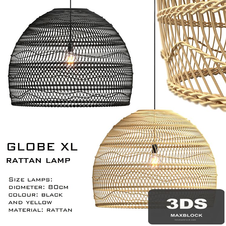 Wicker lamp globe xl