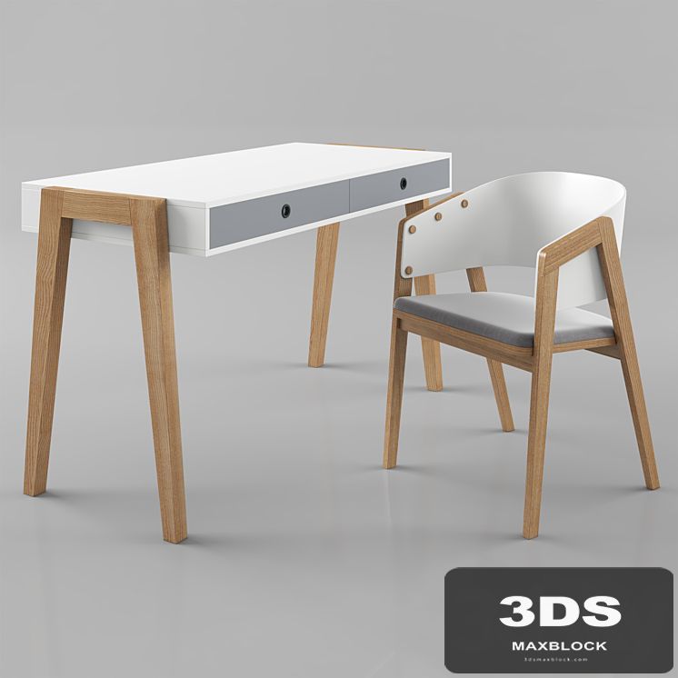 VOX Concept desk with VOX Uni chair white