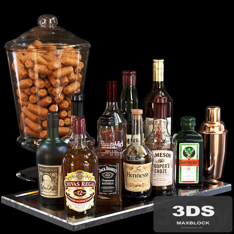 A set of strong alcohol with peels. Bar