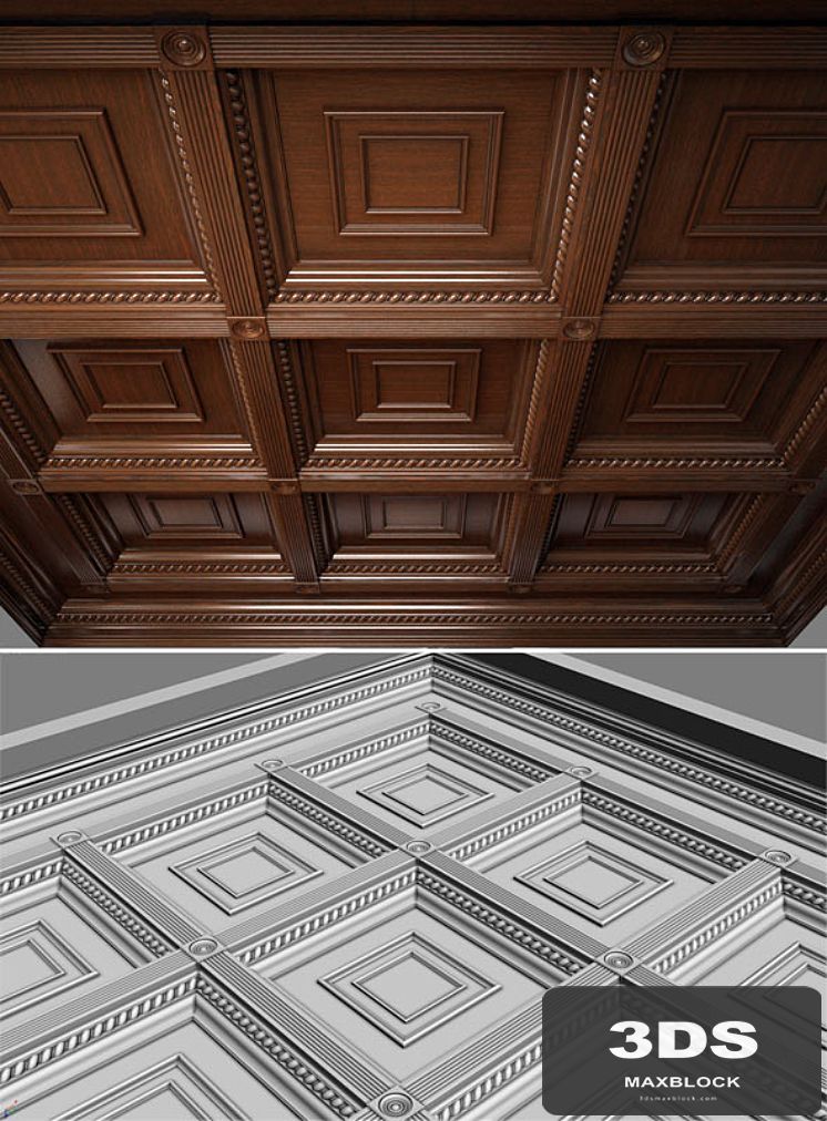Wooden ceiling. Caissons
