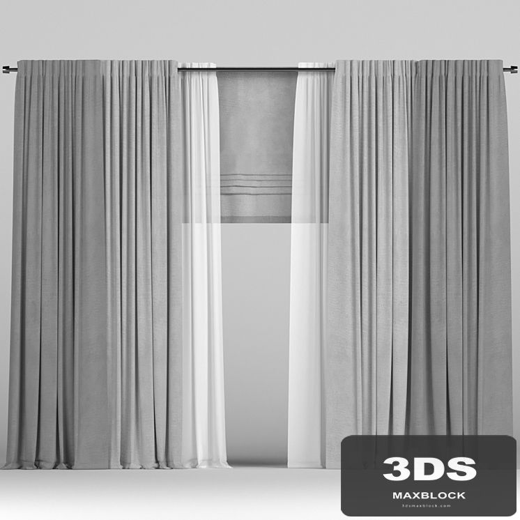 Curtains with roman and tulle.