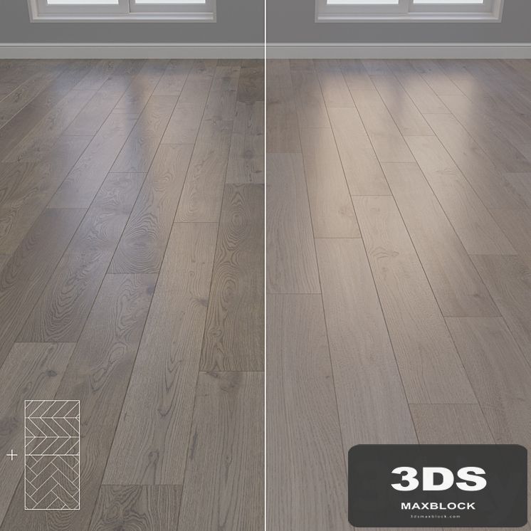 Parquet Oak 2 types layout herringbone, chevron and linear setduo29