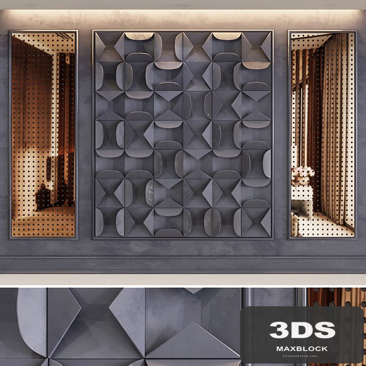 Decorative volumetric wall panel mid century modern