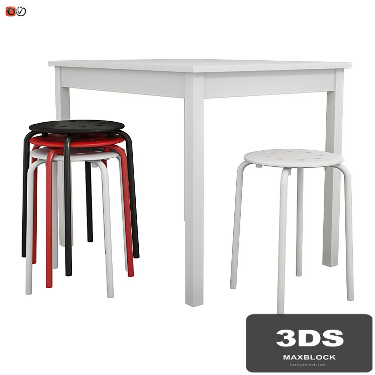 IKEA Table OLMSTAD and Chair-stool MARIUS