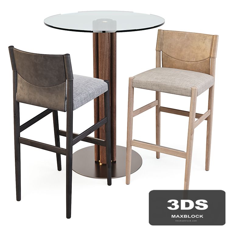 Porada: Bar Set (Table - Quadrifoglio Bistrot and Stools - Sveva)