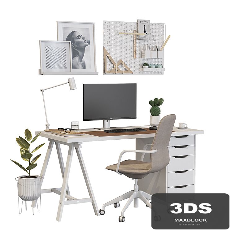 Ikea office workplace white A01