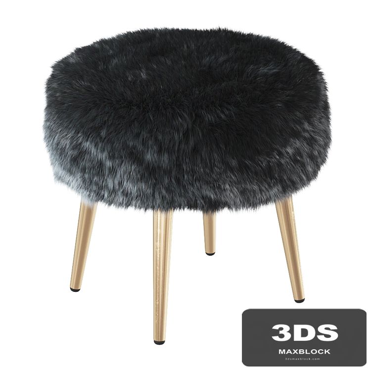 Round chair black fur
