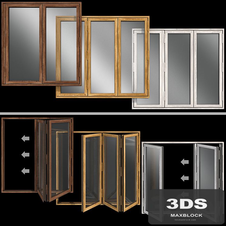 Folding stained Glass Wooden Doors