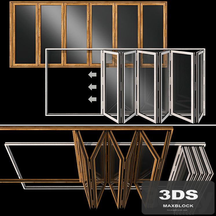 Folding stained Glass Wooden Doors