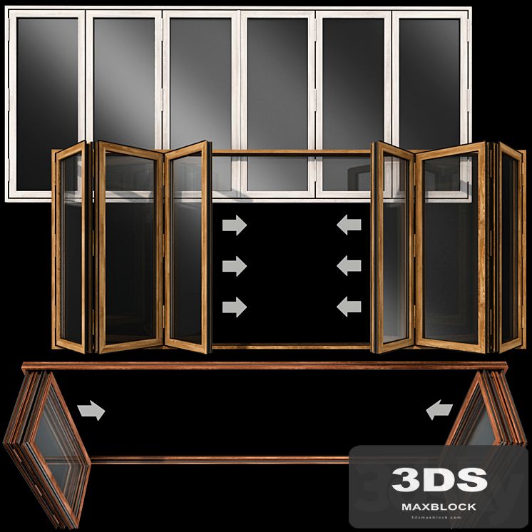 Folding stained Glass Wooden Doors