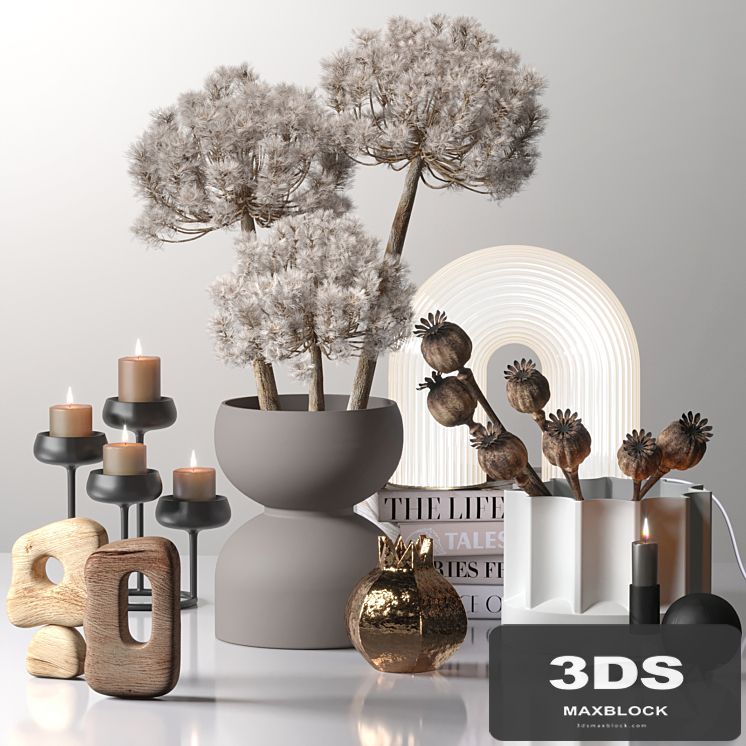 Decor_set_03 with Fluffy Dried Flower