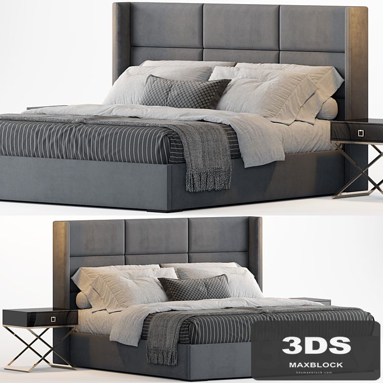 RH Modena Rectangular Channel Shelter Fabric Platform Bed
