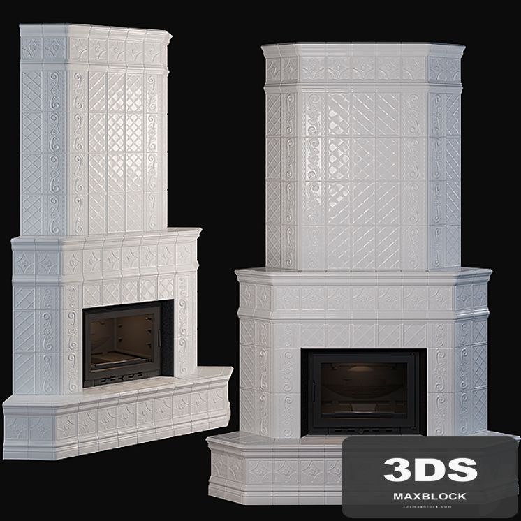 Stove - corner fireplace with tiles