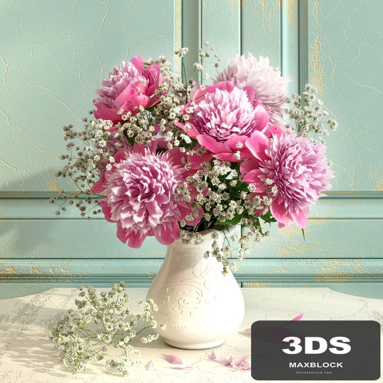 Bouquet of peonies with verdure