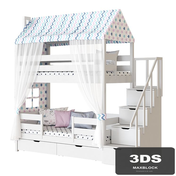 Children's 2-tiered bed house Madrid