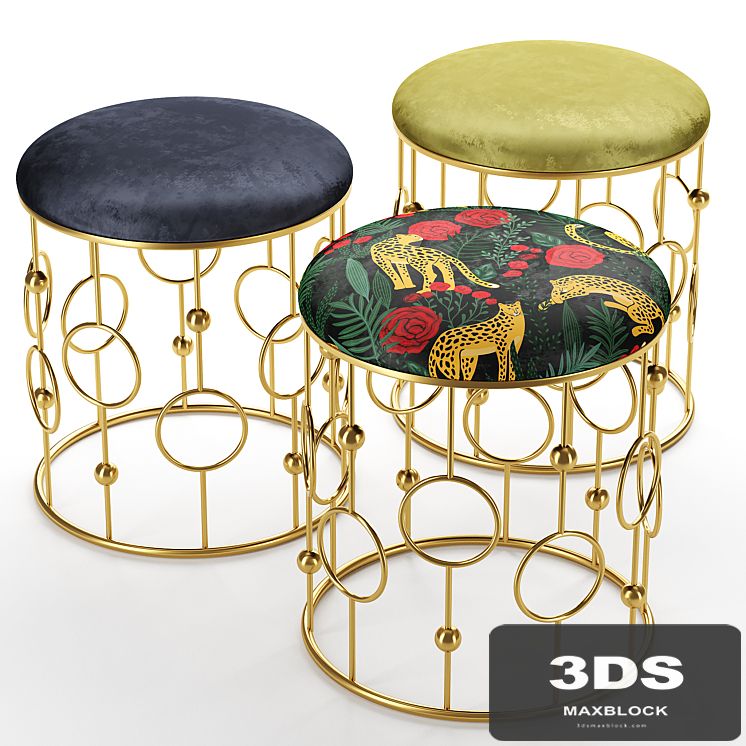 Pouf Loft concept Bright PUF Print golden ring